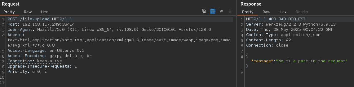 Upload attempt -- no "file"