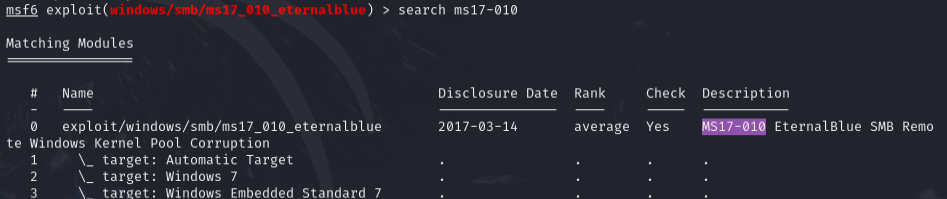 Metasploit EternalBlue