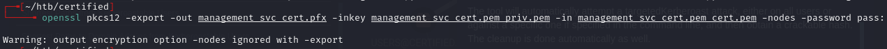 Certificate generated