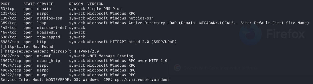 Nmap results