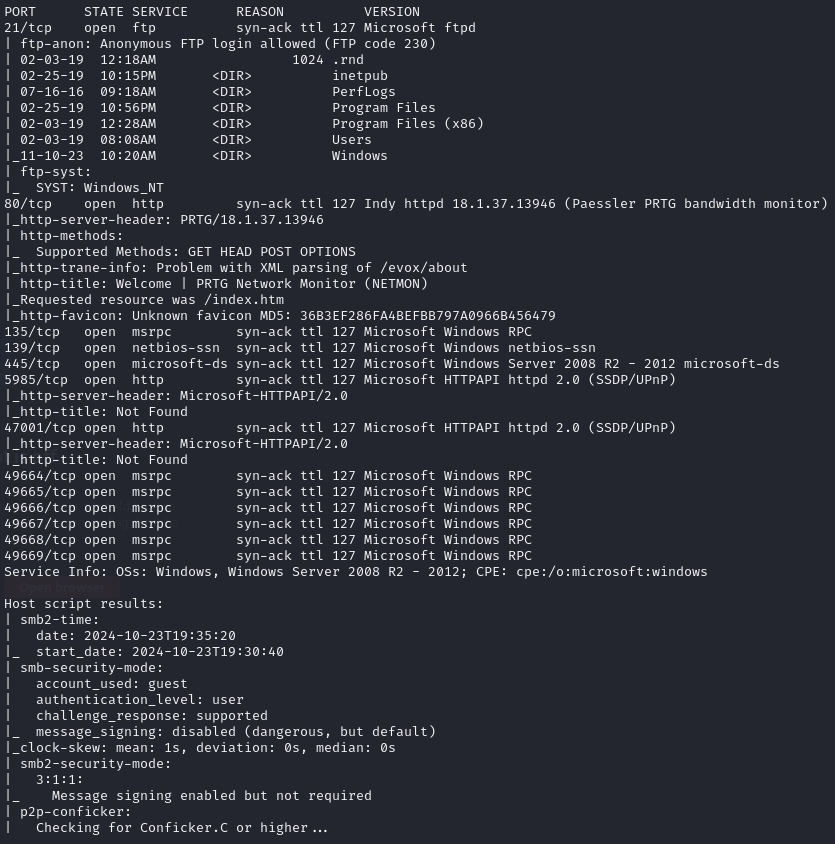 Nmap results