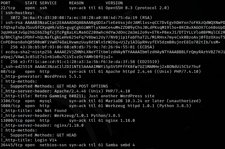 Nmap results