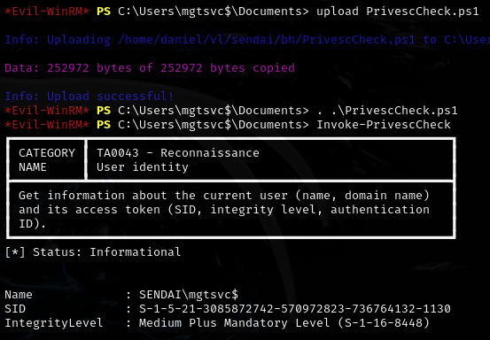 PrivescCheck results