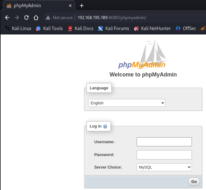 phpMyAdmin login